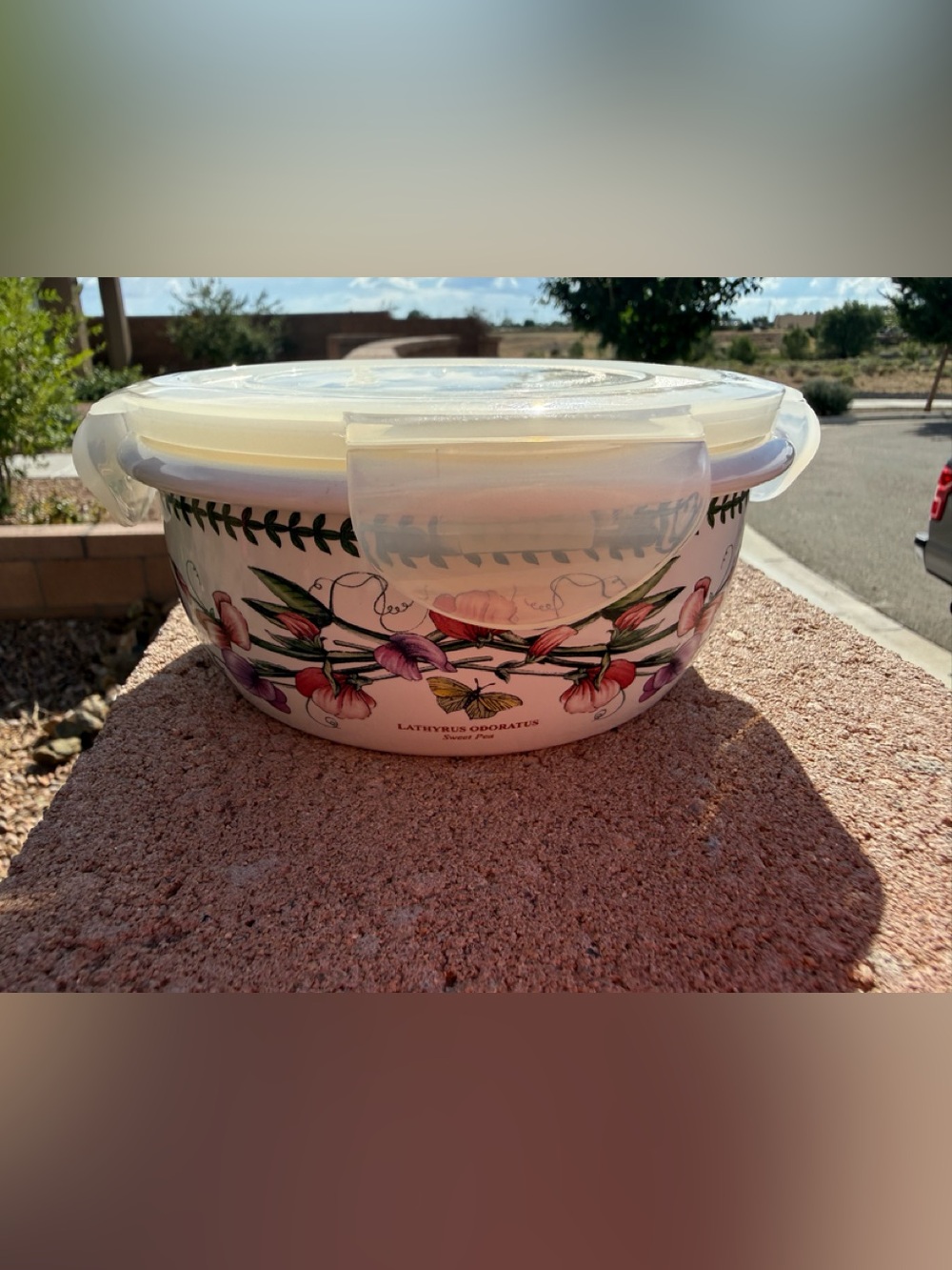 Portmeirion Botanic Garden Sweet Pea Round Storage Bowl w/ Lid